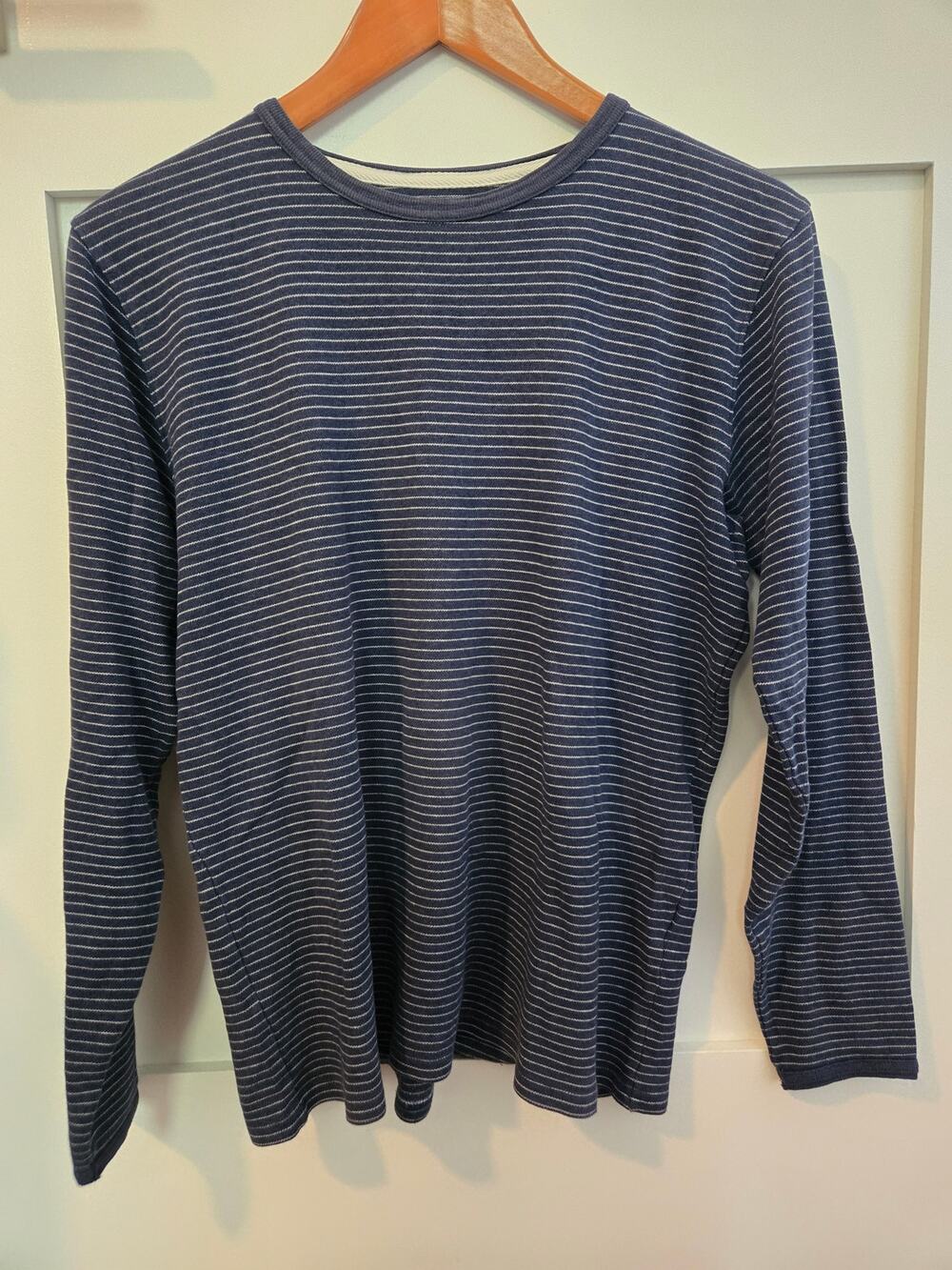 Norse Projects Navy Blue And White Striped Cotton Long Sleeve T-shirt Top